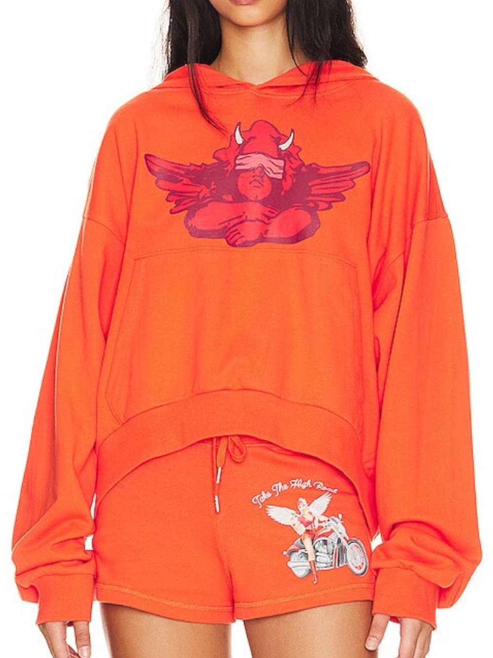 Boys lie orange high road preppy angel sweatshirt hoodie size one size O/S